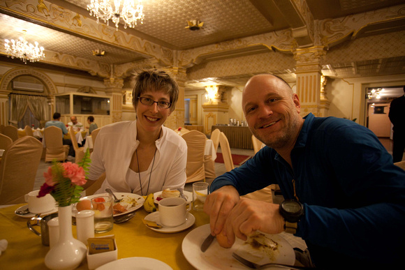 Ken and Monique during breakfast at Hotel Shanker