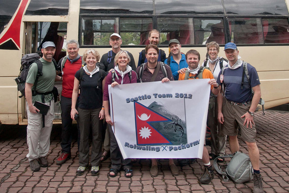 The trekking team in front of our bus